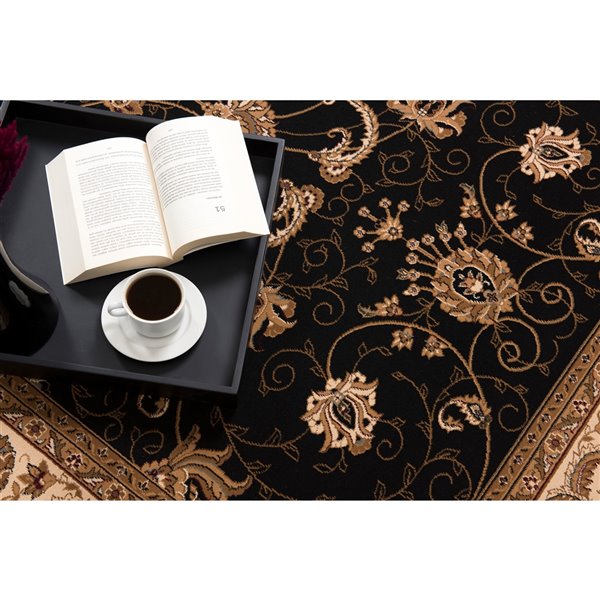 Rug Branch Traditional Persian  Black Beige Indoor Area Rug - 6x9