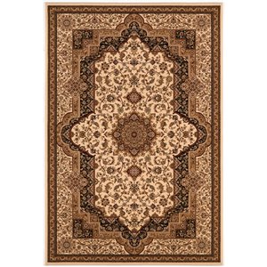 Rug Branch Majestic Vintage Rectangular Area Rug - Machine-Made - 5-ft x 8-ft - Light Beige and Black