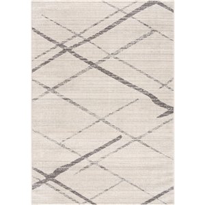 Tapis décoratif Savannah Rug Branch de style mi-siècle moderne, fait à la machine, 8 pi x 11 pi, blanc cassé et gris