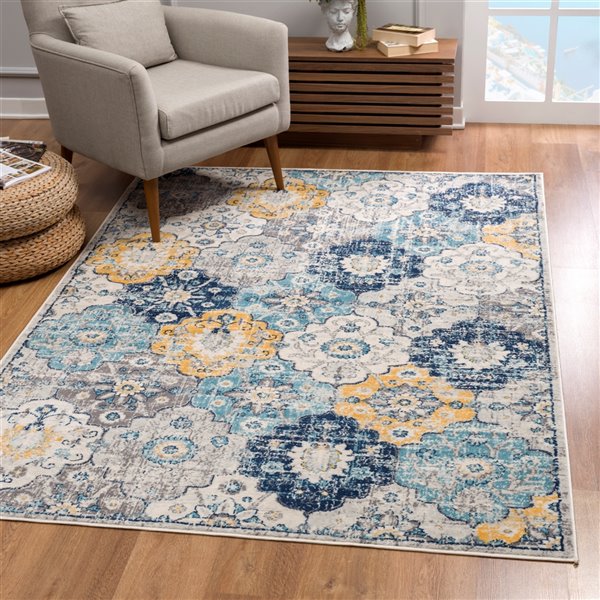 Rug Branch Contemporary MidCentury Modern Blue Grey Indoor Area Rug