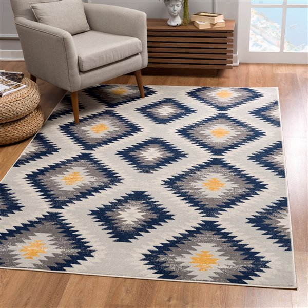 Rug Branch Contemporary Boho  Blue Grey Indoor Area Rug - 5x7