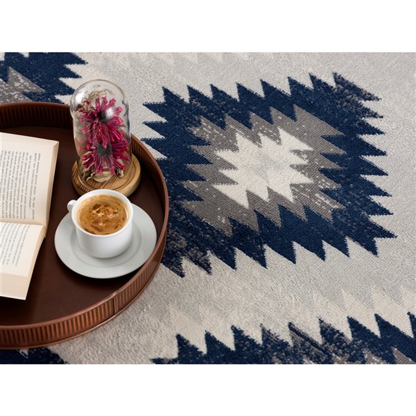 Rug Branch Contemporary Boho  Blue Grey Indoor Area Rug - 5x7