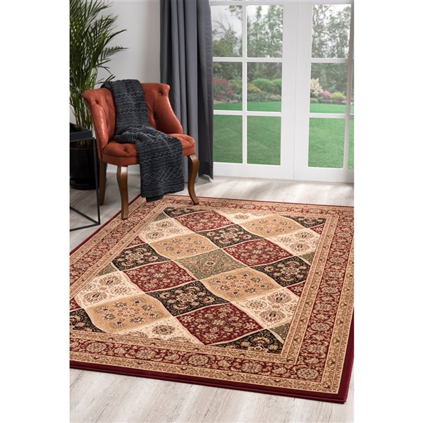 Rug Branch Traditional Moroccan  Red Black Indoor Area Rug - 6x9