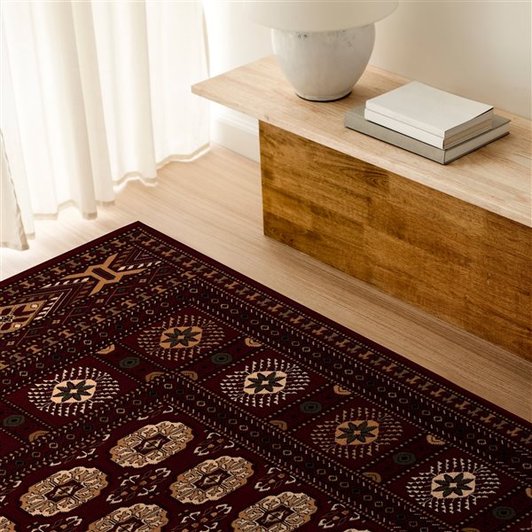 Rug Branch Tapis d'intérieur traditionnel persan Chobi rouge beige - 8 x 10