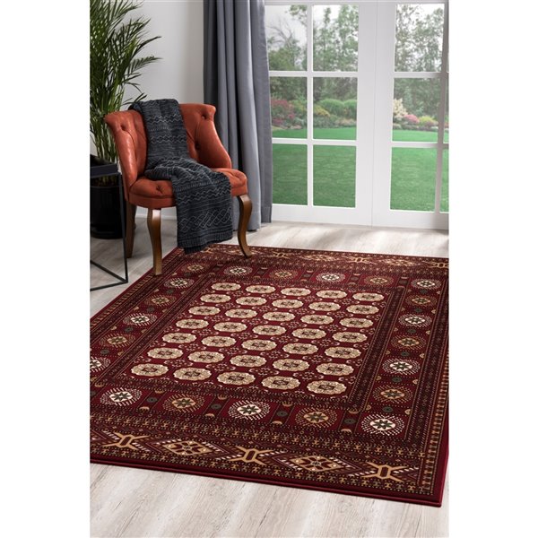 Rug Branch Tapis d'intérieur traditionnel persan Chobi rouge beige - 8 x 10