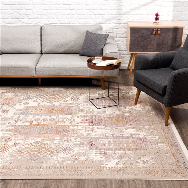 Rug Branch Tapis d'intérieur transitionnel sud-ouest Boho marron beige - 10x13