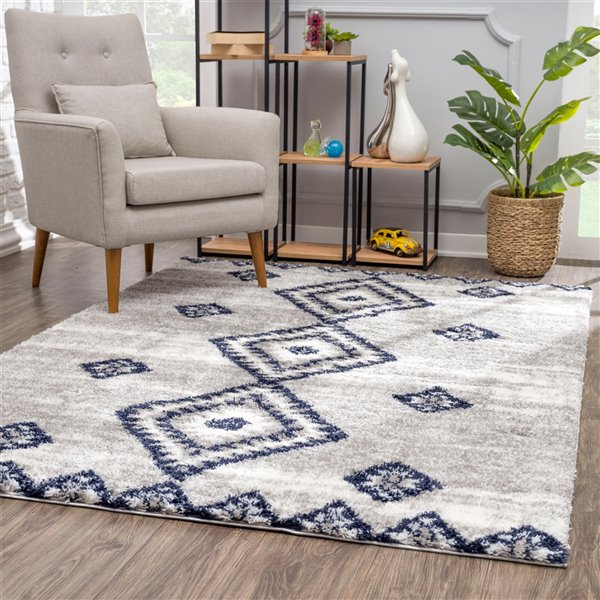 Rug Branch Contemporary Moroccan Shag Grey Blue Indoor Area Rug - 5x7