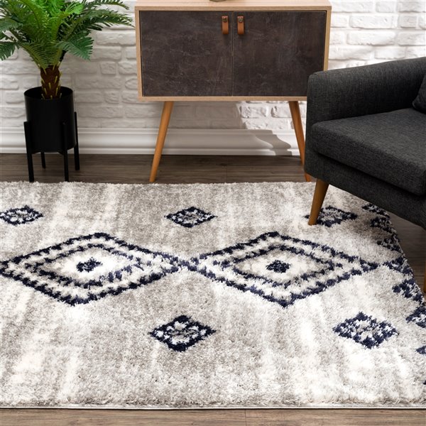 Rug Branch Contemporary Moroccan Shag Grey Blue Indoor Area Rug - 5x7