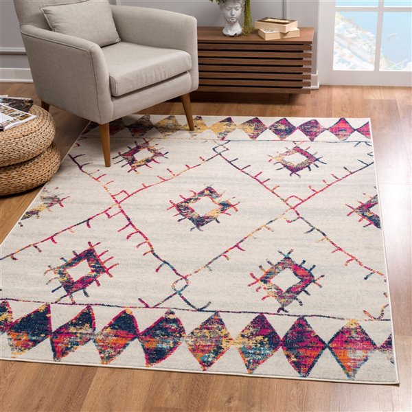 Rug Branch Contemporary Boho  Beige Blue Indoor Doormat Rug - 3x5