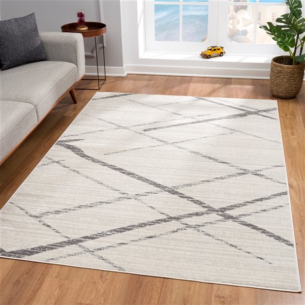 Rug Branch Tapis de paillasson d'intérieur contemporain abstrait beige gris - 3x5