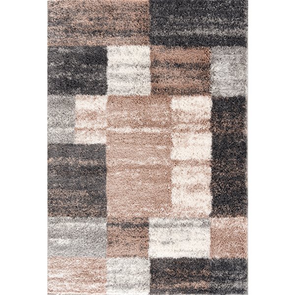 Rug Branch Contemporary Geometric Shag Brown White Indoor Area Rug - 8x10