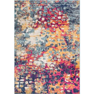 Rug Branch Abstract Boho Jaune Bleu Tapis d'intérieur - 8x10