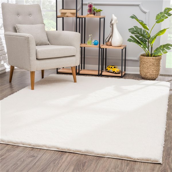 Rug Branch  Plain  Shag Beige  Indoor Doormat Rug - 3x5