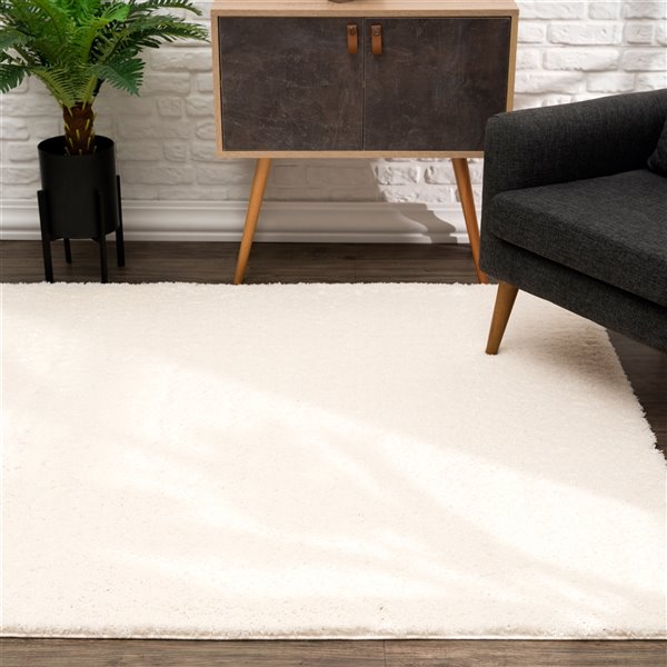 Rug Branch  Plain  Shag Beige  Indoor Doormat Rug - 3x5