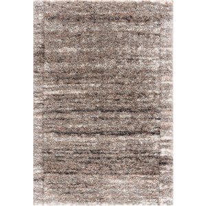 Tapis décoratif rectangulaire Retro Shag Rug Branch de style mi-siècle moderne, fait à la machine, 8 pi x 11 pi, grège