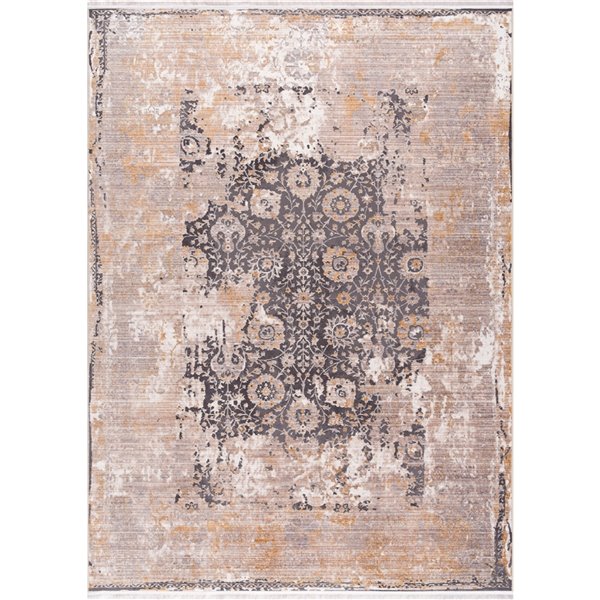 Rug Branch Tapis d'intérieur transitionnel vintage classique gris beige - 4x6