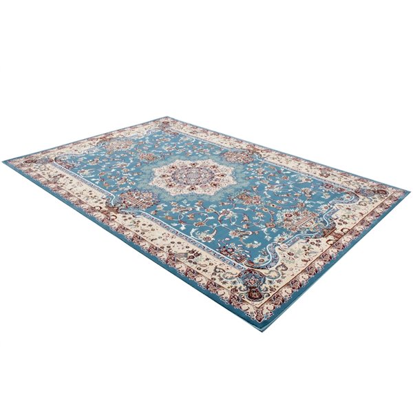 Rug Branch Traditional Moroccan Royal Blue Beige Indoor Area Rug 6x9