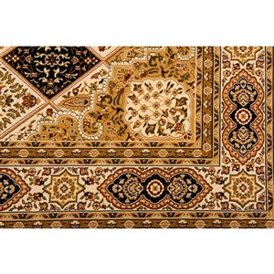 Tapis décoratif rectangulaire Majestic Rug Branch de style rétro, fait à la machine, 8 pi x 11 pi, beige et noir
