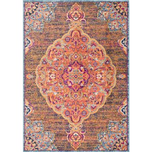 Rug Branch Tapis d'intérieur moderne bleu rouille du sud-ouest - 9 x 12