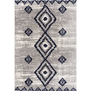 Rug Branch Tapis d'intérieur contemporain à poils longs marocain gris bleu - 6x9