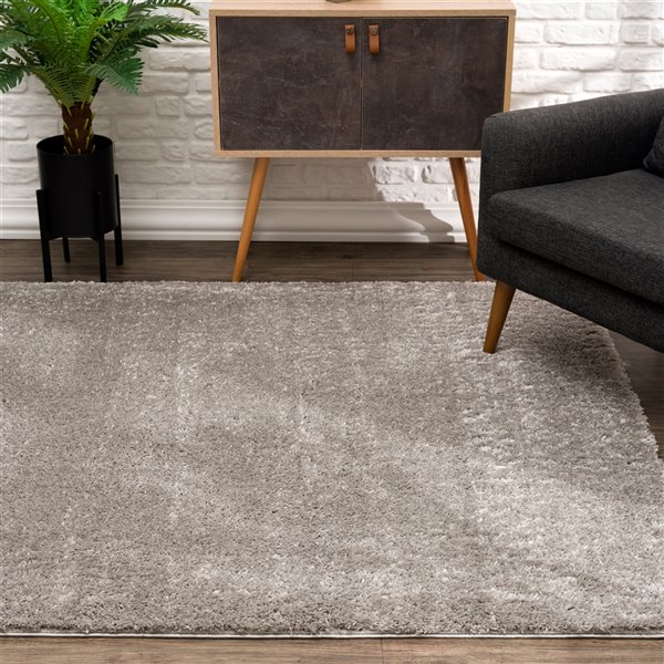 Rug Branch  Plain  Shag Grey  Indoor Area Rug - 5x7