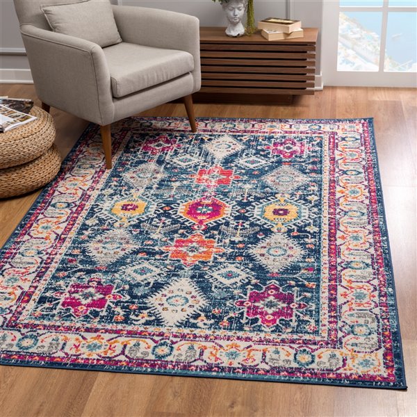 Rug Branch Tapis d'intérieur transitionnel sud-ouest bleu beige - 6x9