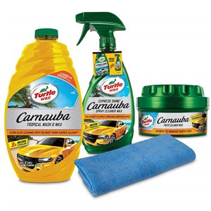 Turtle Wax Carnauba Car Exterior Cleaner - Complete Wash and Wax Kit - 3 Pcs