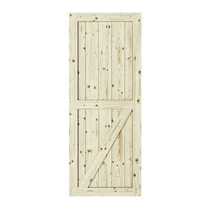 Colonial Elegance Half Check Unfinished Wood Barn Door - Pine - 33-in x 84-in - Natural