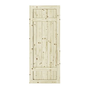 Colonial Elegance Barrel Unfinished Wood Barn Door - Pine - 42-in x 84-in - Natural