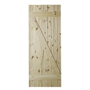 Colonial Elegance Z-Frame Unfinished Wood Barn Door - 33-in x 84-in - Natural Pine