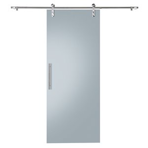 Colonial Elegance Glacier Prefinished Glass Barn Door with Installation Hardware Kit - 33-in x 84-in - Frosted Glass