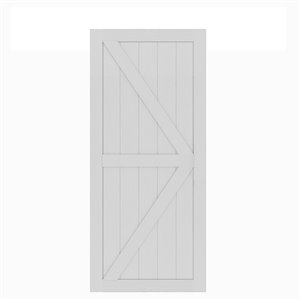 Porte de grange préfinie en MDF Artisan de Colonial Elegance, 37 po x 84 po, vinyle blanc