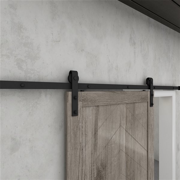 Colonial Elegance Herringbone Prefinished Vinyl Barn Door with Installation Hardware Kit - Poplar - 37-in x 84-in - Grey