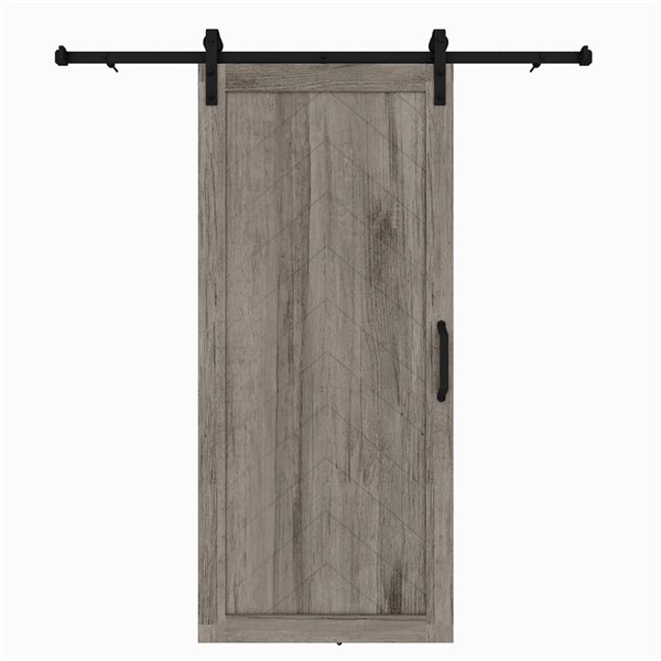 Colonial Elegance Herringbone Prefinished Vinyl Barn Door with Installation Hardware Kit - Poplar - 37-in x 84-in - Grey