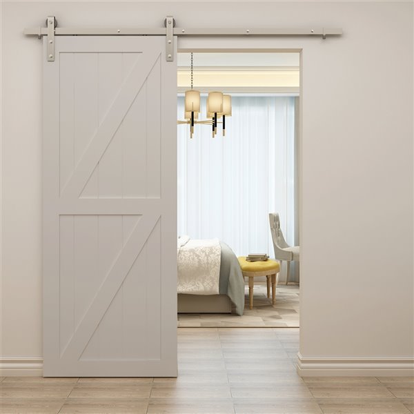 Colonial Elegance Full Check Unfinished Wood Barn Door - Pine - 42-in x 84-in - Natural