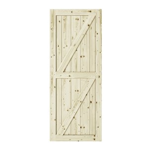 Colonial Elegance Full Check Unfinished Wood Barn Door - Pine - 42-in x 84-in - Natural