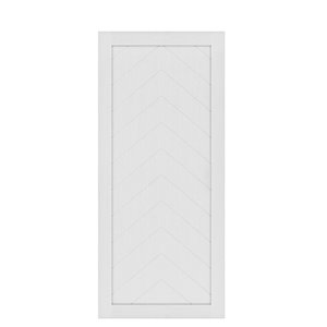 Porte de grange préfinie en MDF Herringbone de Colonial Elegance, 37 po x 84 po, vinyle blanc