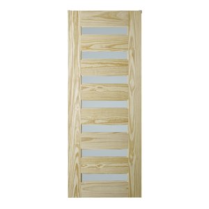 Porte de grange en bois de pin de Colonial Elegance, 7 panneaux, 37 po x 84 po, naturel