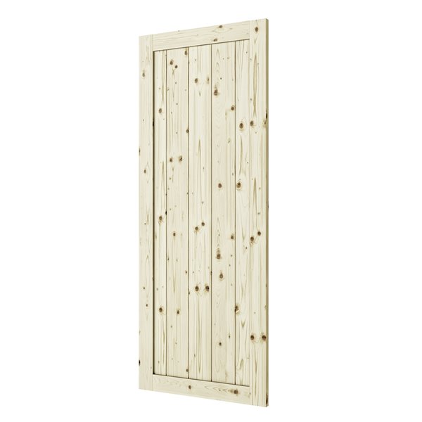 Colonial Elegance Rustic Primed Wood Barn Door - Pine - 37-in x 84-in - Natural