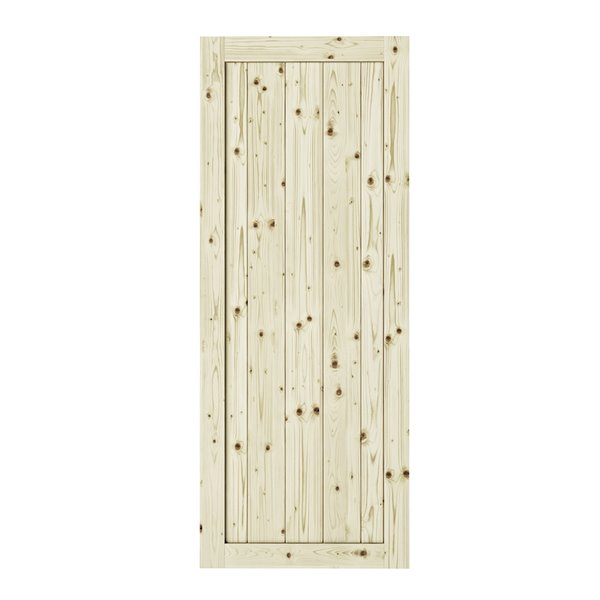 Colonial Elegance Rustic Primed Wood Barn Door - Pine - 37-in x 84-in - Natural