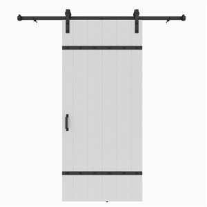 Porte de grange préfinie en MDF Hacienda de Colonial Elegance avec trousse d'installation, 37 po x 84 po, vinyle blanc