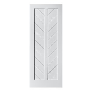 Porte de grange en bois de pin Chevron de Colonial Elegance, 33 po x 84 po, blanc