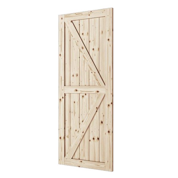 Colonial Elegance Artisan Unfinished Wood Barn Door Pine 37in x 84in Natural RDK3837