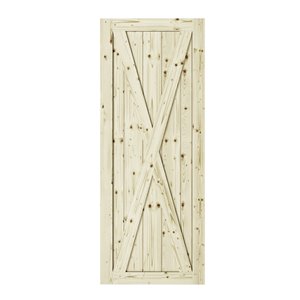 Colonial Elegance Station Unfinished Wood Barn Door - Pine - 37-in x 84-in - Natural