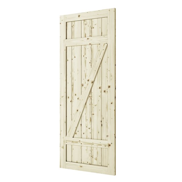 Colonial Elegance Country Unfinished Wood Barn Door - Pine - 37-in x 84-in - Natural