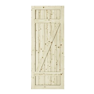 Colonial Elegance Country Unfinished Wood Barn Door - Pine - 37-in x 84-in - Natural