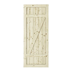 Porte de grange en bois de pin Country de Colonial Elegance, 37 po x 84 po, naturel