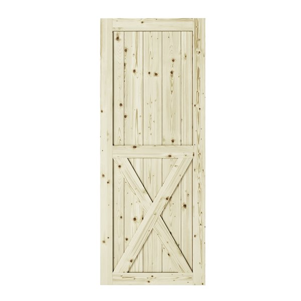 Colonial Elegance Half Cross Unfinished Wood Barn Door Pine 37in x