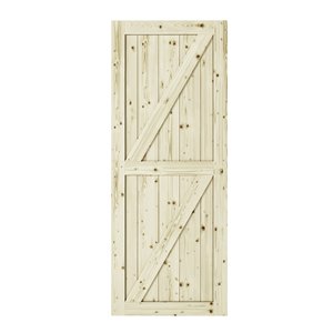 Colonial Elegance Full Check Unfinished Wood Barn Door - Pine - 37-in x 84-in - Natural