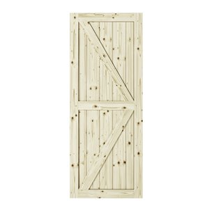 Porte de grange en bois de pin Artisan de Colonial Elegance, 33 po x 84 po, naturel